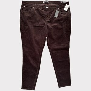 Kut From the Kloth Diana Corduroy Relaxed Fit Skinny Pants Brown Size 24W